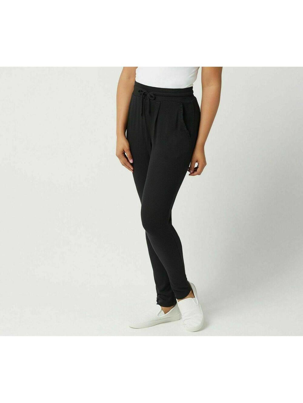 2969 AnyBody Hacci Slim Leg Pants with Ruffle Pockets Black sz XS